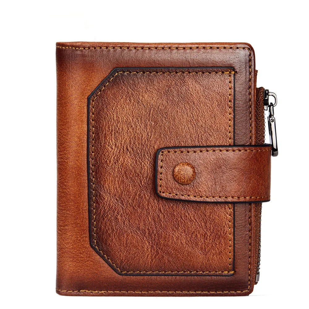 Men's Wallet RFID Anti-theft Genuine Leather Wallet multi-card zipper Coin Bag men's Card Holder Wallet Purse