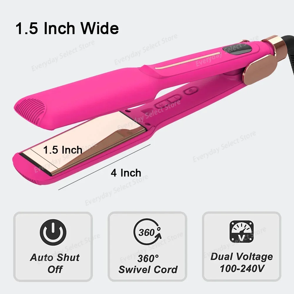 New MCH High Temperature Infrared Hair Straightener Flat Iron, 2‑in‑1 Straightening Curling Styling Tool for Household and Salon