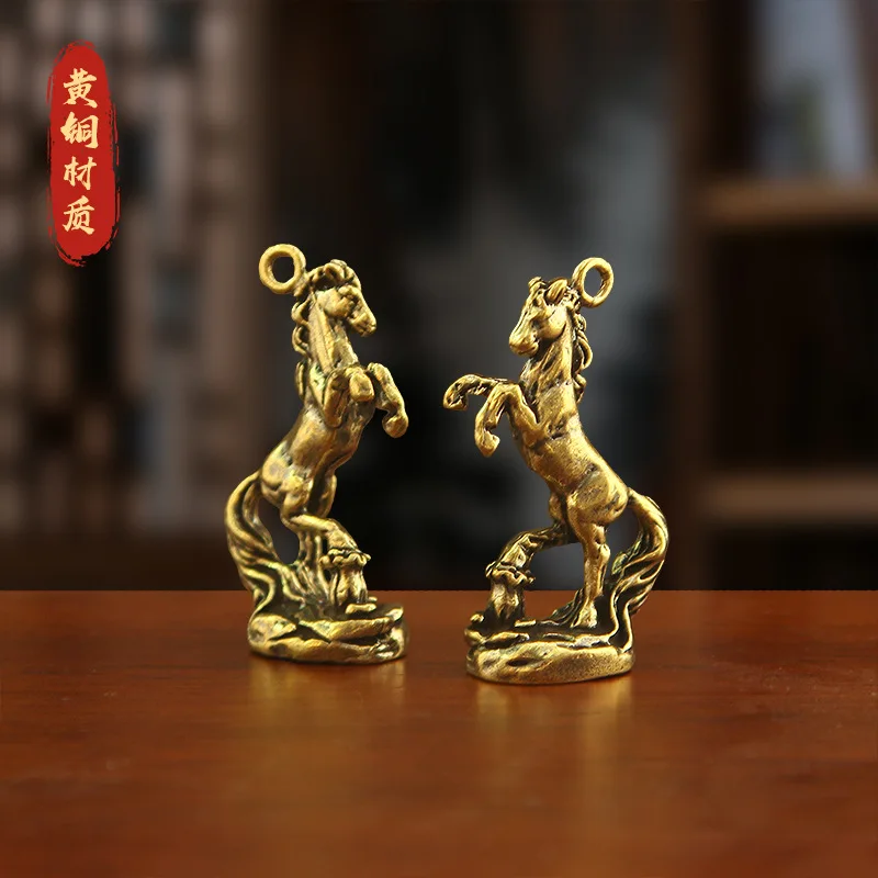 

Brass Zodiac Pendant Vintage Creative Horse Success Antique Small Brassware Unisex Car Keychain