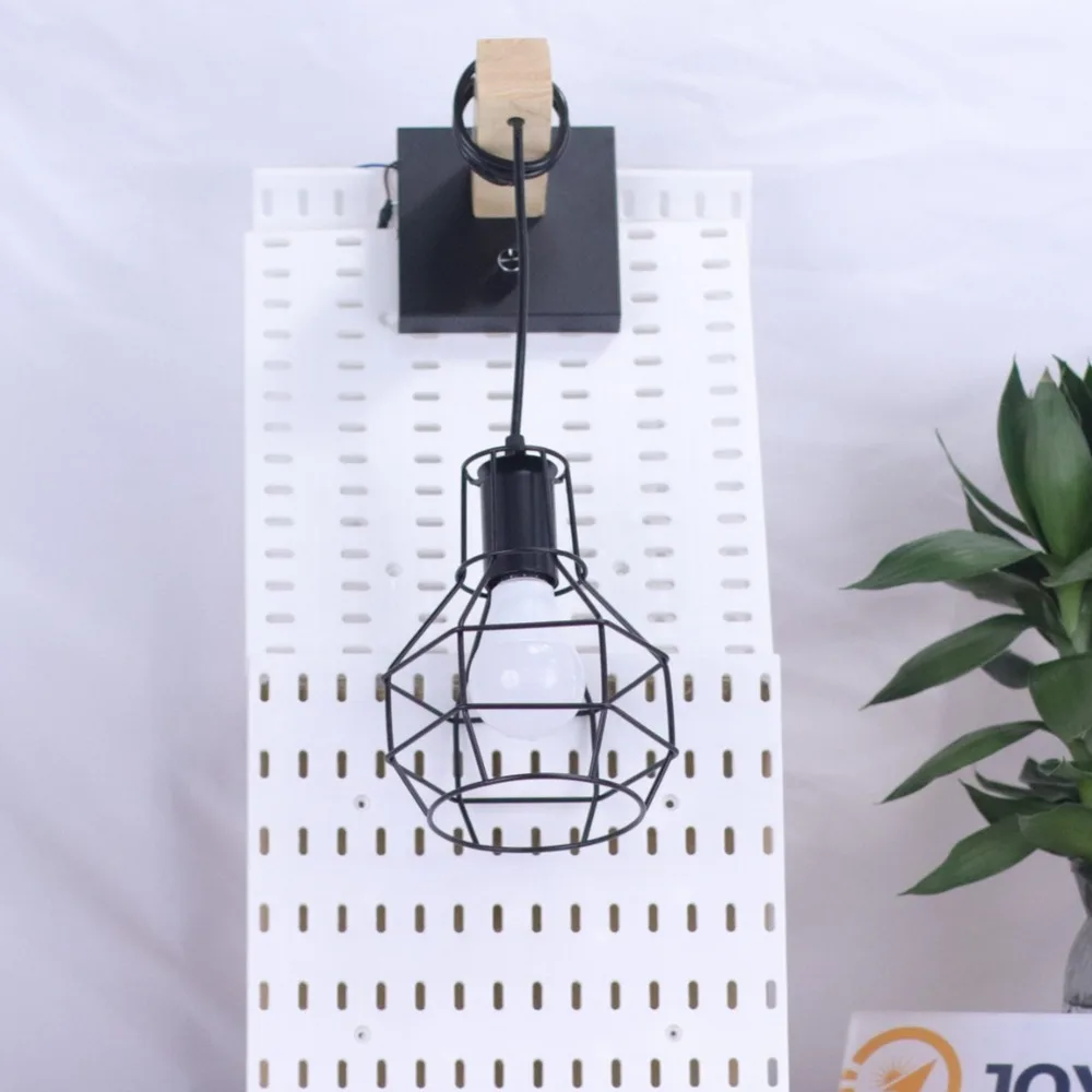 

Настенный светильник JOYINLED в американском стиле, креативный, из дерева, для прихожей, с плафоном из кованого железа, цоколь E27, одинарный