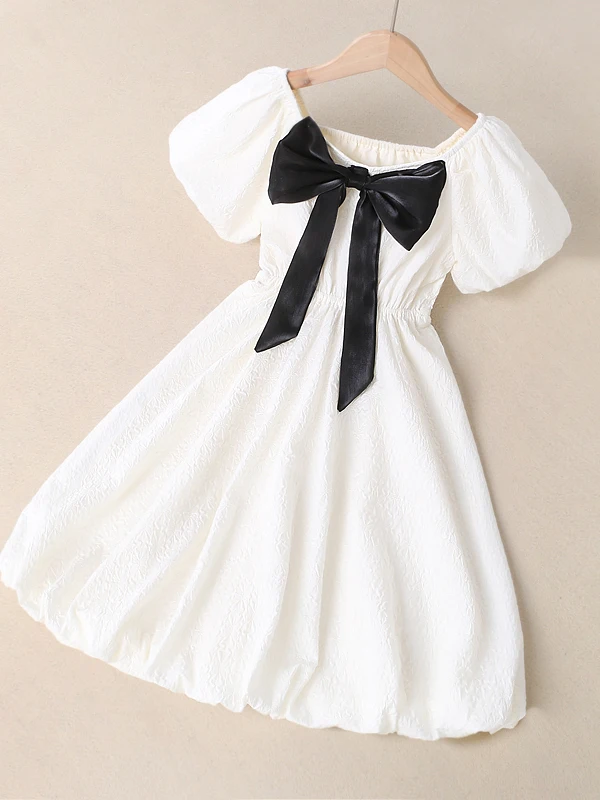 プリンセススタイル半袖学生服ドレス夏新作子供服バブルスリーブプリンセスドレス半袖夏