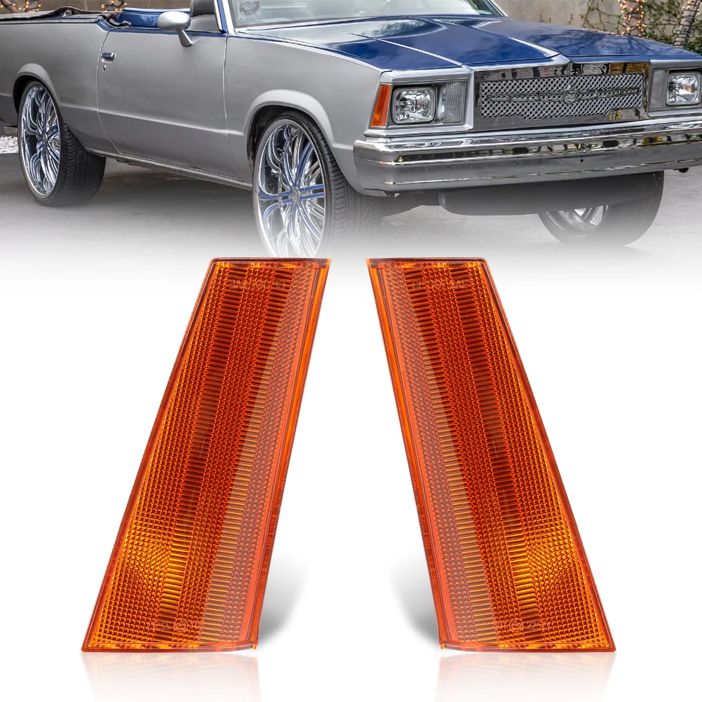 

2Pcs Front Bumper Side Marker Turn Signal Lights For Chevrolet El Camino Malibu & For GMC Caballero 1978-1979 No Bulb/Socket