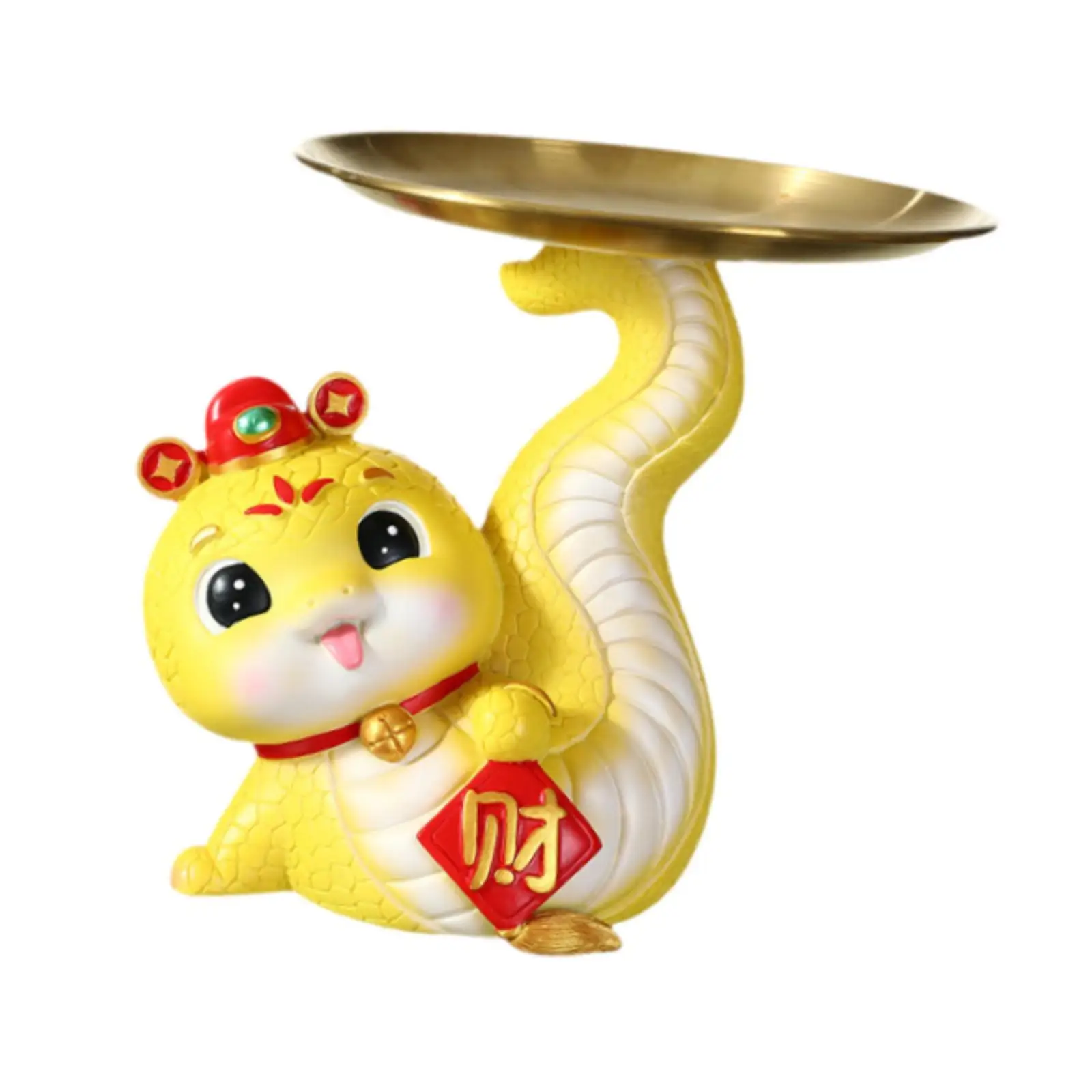 Resin Cartoon Snake Statue Key Holder Tray Trinket Dish for Nightstands Cute