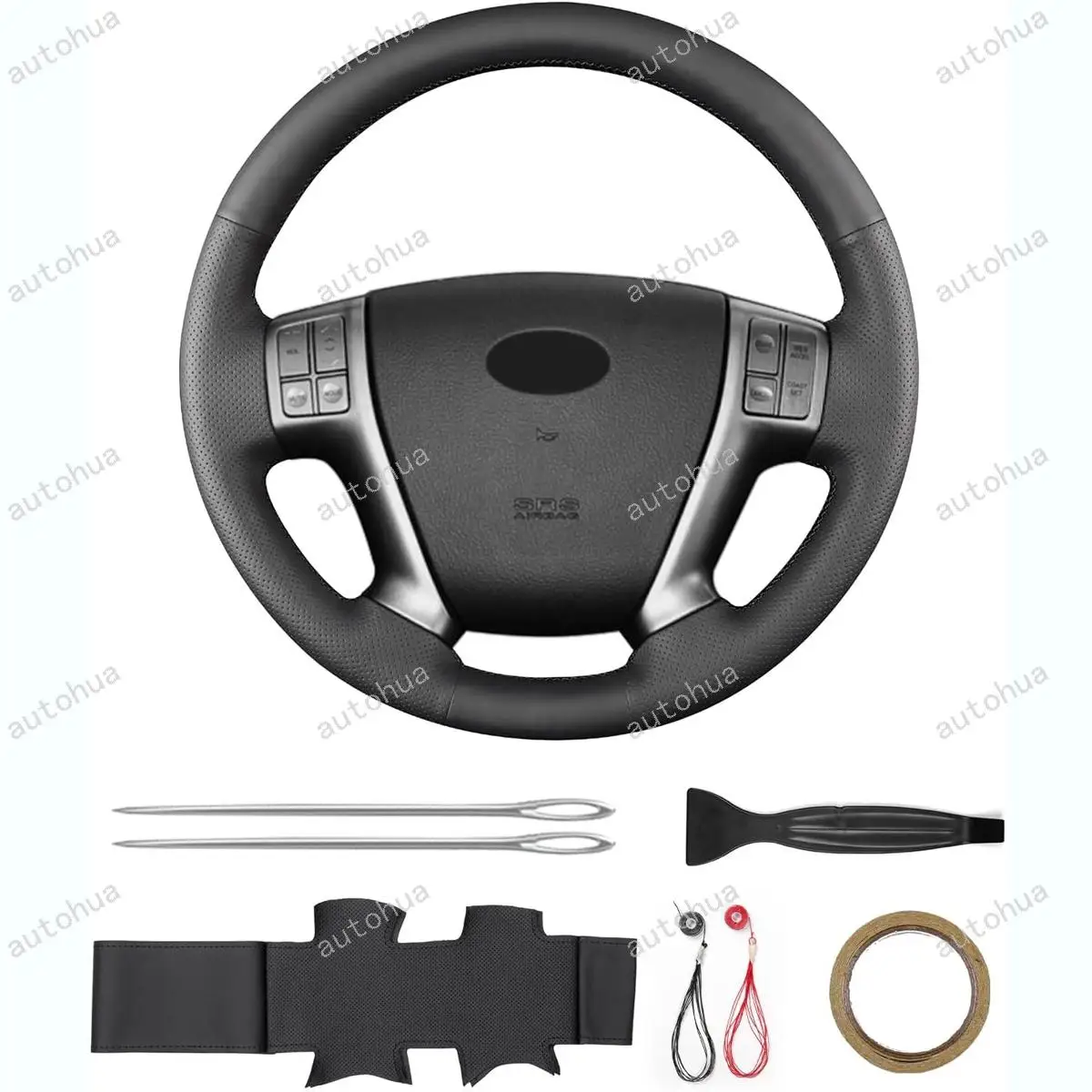 

Hand-Stitched Steering Wheel Cover for Hyundai 2009 ix55/2007 Veracruz Non-Slip Breathable Microfiber Leather