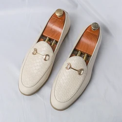 Men Luxury Leather Shoes Casual Moccasins Mens Fashion Slip-on Summer Party Wedding Loafers Men Light Comfortable Driving Flats