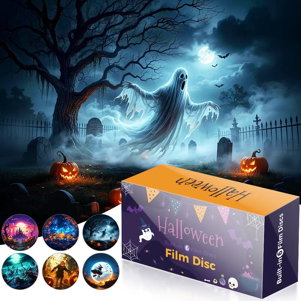 4K Galaxy Projector Pro Disc HD Starry Sky Projector Disc Halloween Projector Disc -6 Pcs Halloween Set (Projector Not Included)