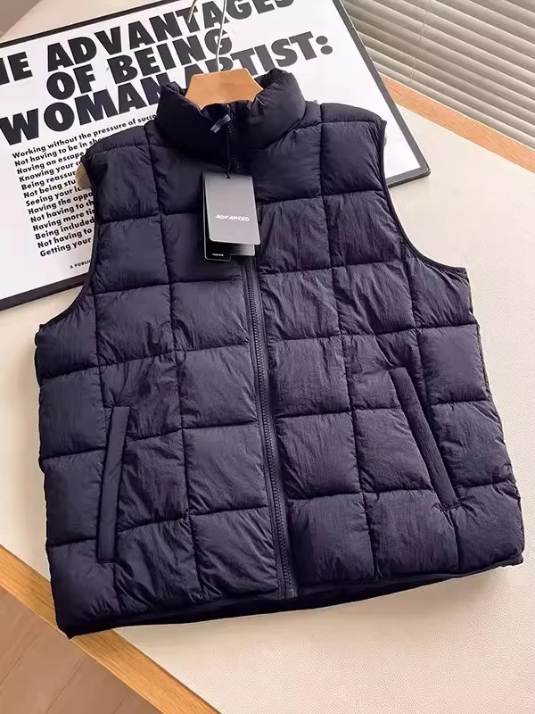 

Портативная утепленная куртка-жилет из хлопка для мужчин, зимняя теплая одежда, воротник-стойка, молодежный повседневный стиль, цветная, на молнии