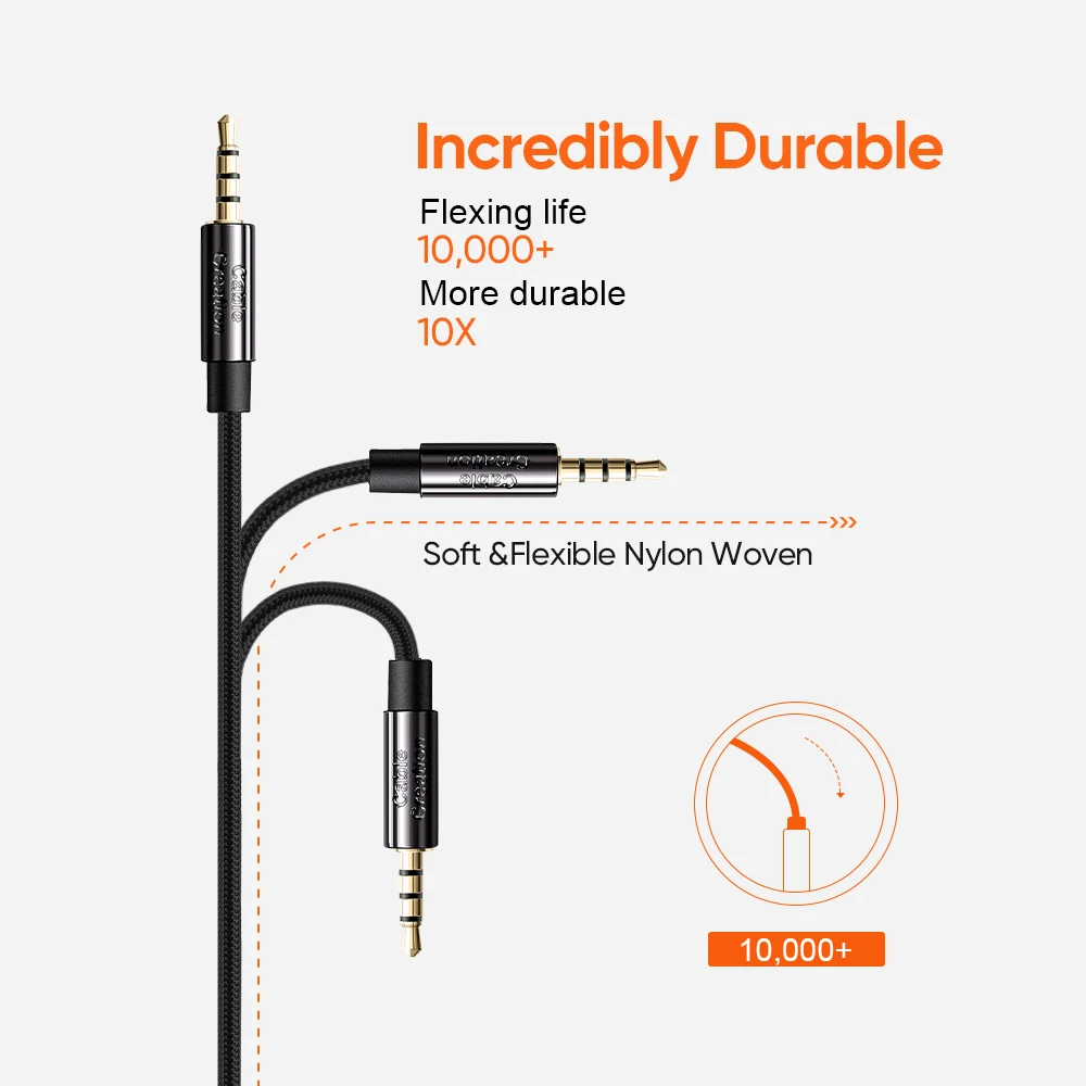 CableCreation 3.5 مللي متر TRRS AUX كابل ذكر إلى ذكر الصوت كابل ستيريو دعم ميكروفون المتكلم سماعات الفضة مطلي النحاس