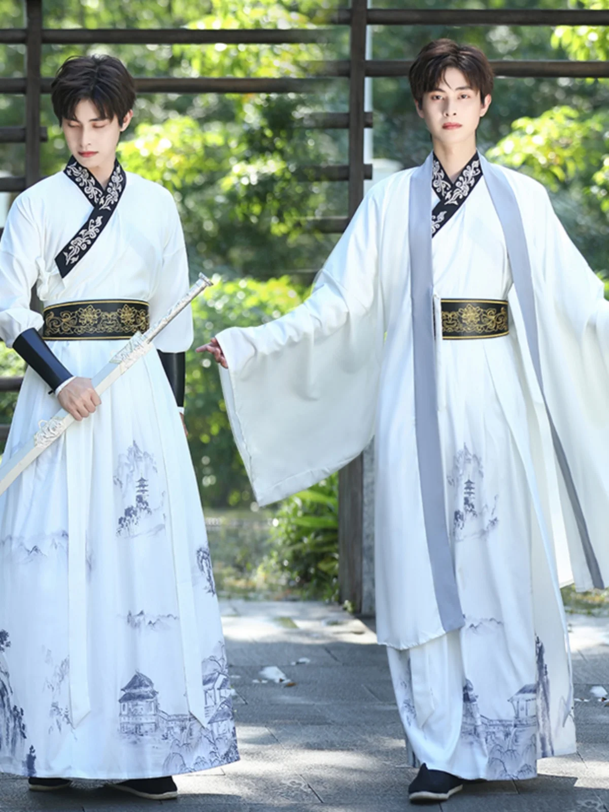 

Hanfu ancient style swordsman suit Chinese style childe ancient costume men women two-piece set Cosplay Clothing