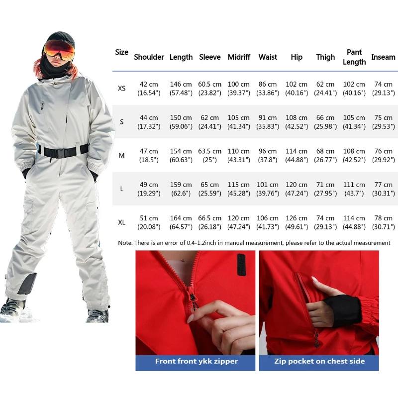 2026 New Professional Cross Border Women Set One Piece Alpine Ski Suit Thick Warm Waterproof Solid Color Outdoor Skiing Suit