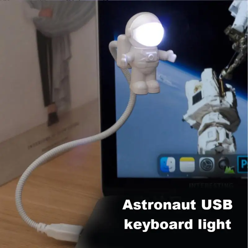 1PC Astronaut Night Light LED USB Desk Lamp Computer Keyboard Light Creative Book Lamp Home Bedroom Space Decoration Gift