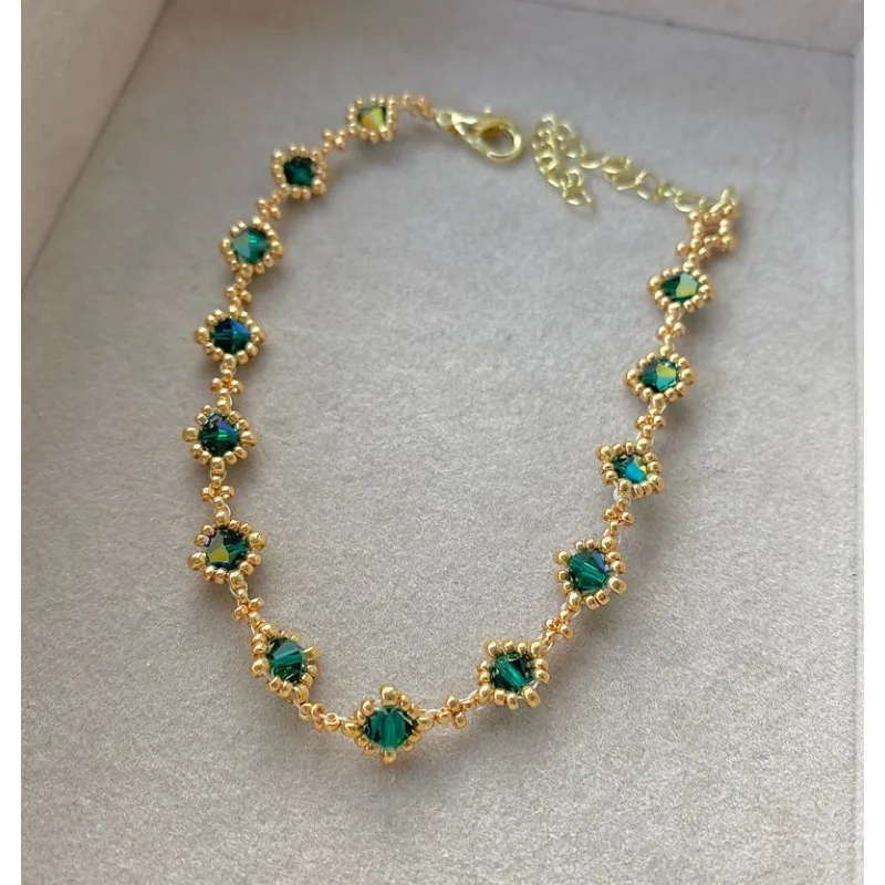 18k gold-plated jade beaded bracelet, gift for her,