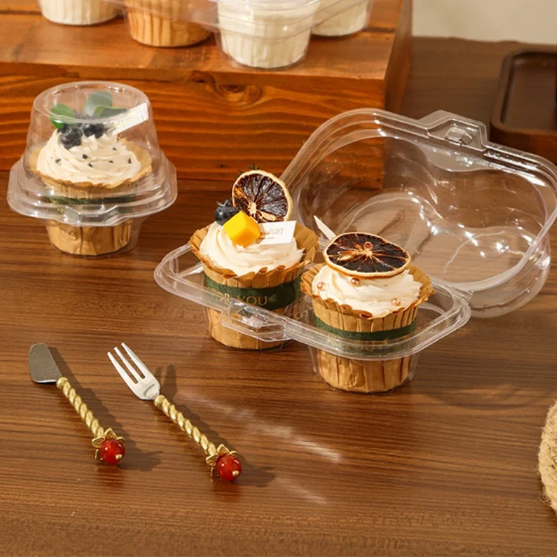 Transparent Simplicity Cupcake Boxes Mousse Cake Liner Container Birthday DIY Dessert Pastry Foods Tray Party Decorations Supply