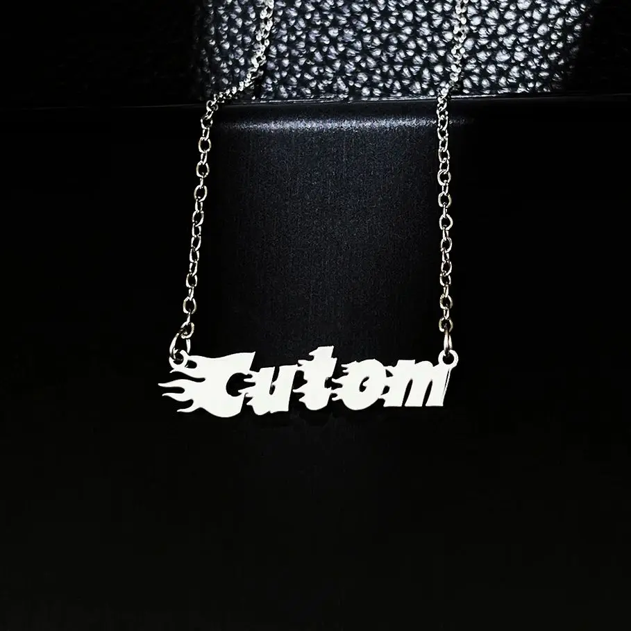 GUILING Hiphop Man Name Steel Necklace Stainless Steel Chain Pendant Women Personalized Jewelry Gift for Him Wholesale Dropship