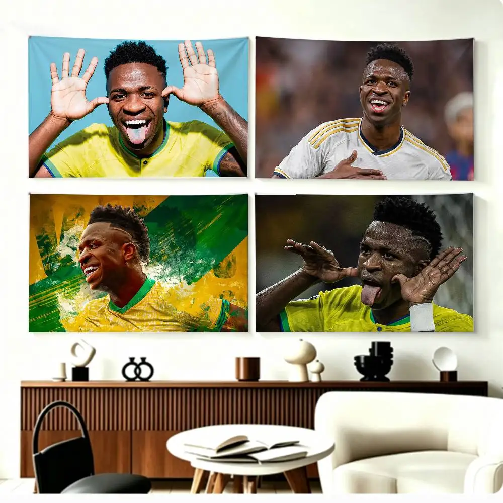 

F-Football Star V-Vini Jr Flags Wall Hanging Background Art Banner for Bedroom Home Outdoor Decor