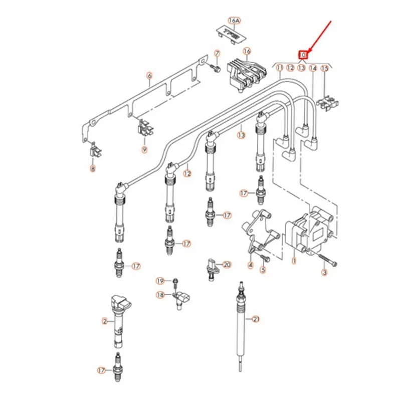 자동차 점화 케이블 키트 압력 와이어, 아우디 A1 A3 폭스바겐 비틀 캐디 골프 VI 제타 폴로 투란 시트 스코다 1.2Tsi 용, 03F905409C, 4 개