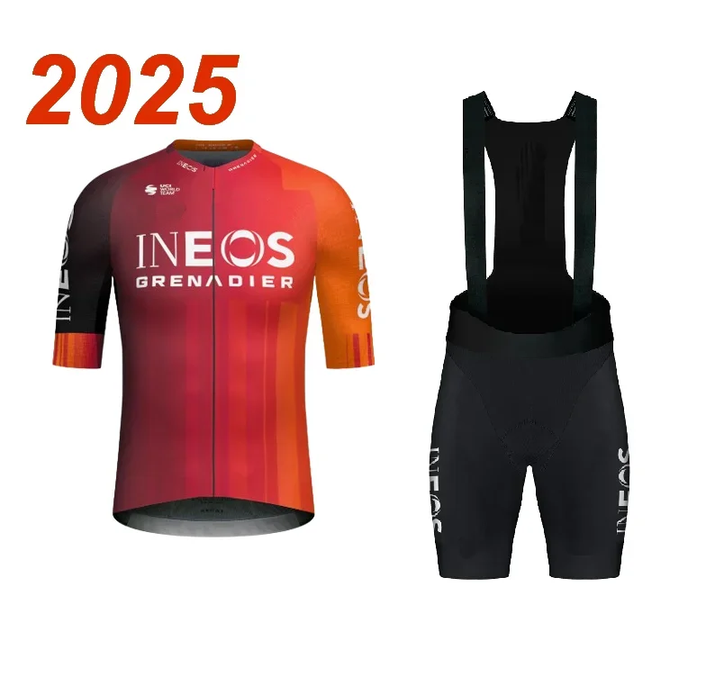 

LASER CUT 2025 INEOS Grenadier Team ВЕЛОСИПЕДНЫЙ ДЖЕРСИ С КОРОТКИМ РУКАВОМ ЛЕТНЯЯ ВЕЛОСИПЕДНАЯ ОДЕЖДА ROPA CICLISMO + ШОРТЫ с нагрудником