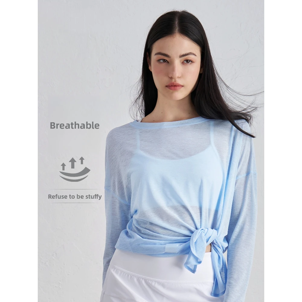 

2025 Spring-Summer High-End Women's Thin Quick-Drying Yoga Top Slimming Breathable Loose Long-Sleeve Ideal for Running Fitness