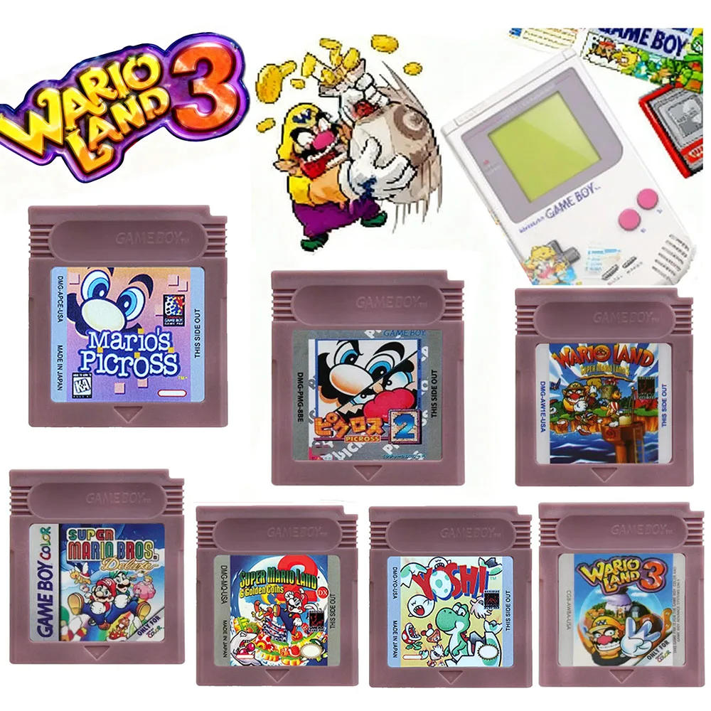 New GBC 16 Bit Game Video Game Cartridge Console16 Bit Game Card Wario Land Donkey Kong Wario Land 2 Yoshi for GBC/GBA Mario
