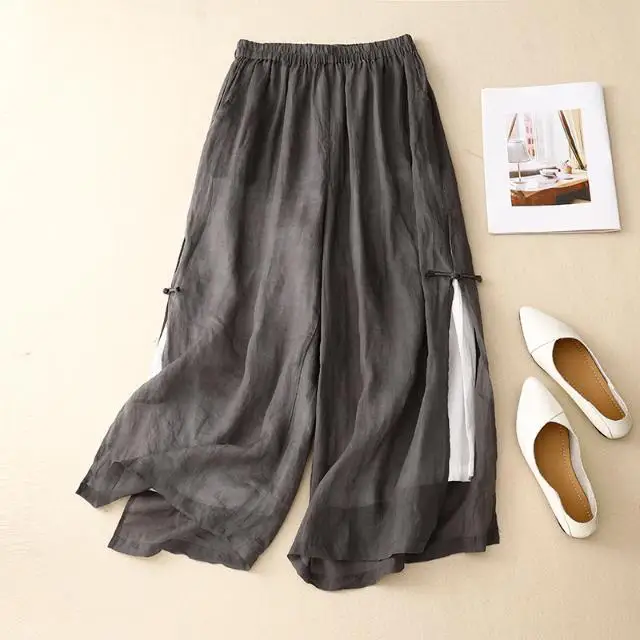 

Elegant Leisure Women's Summer Cool Comfort Chinese Style Wide Leg Pants