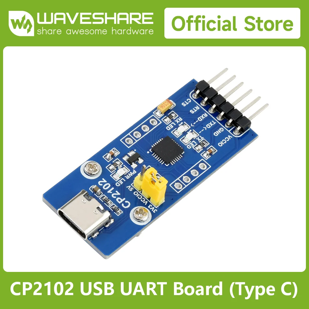 Waveshare CP2102 USB UART Board Type C,USB To UART(TTL) Communication Module,USB-C Connector,Support Mac OS,Linux,Android
