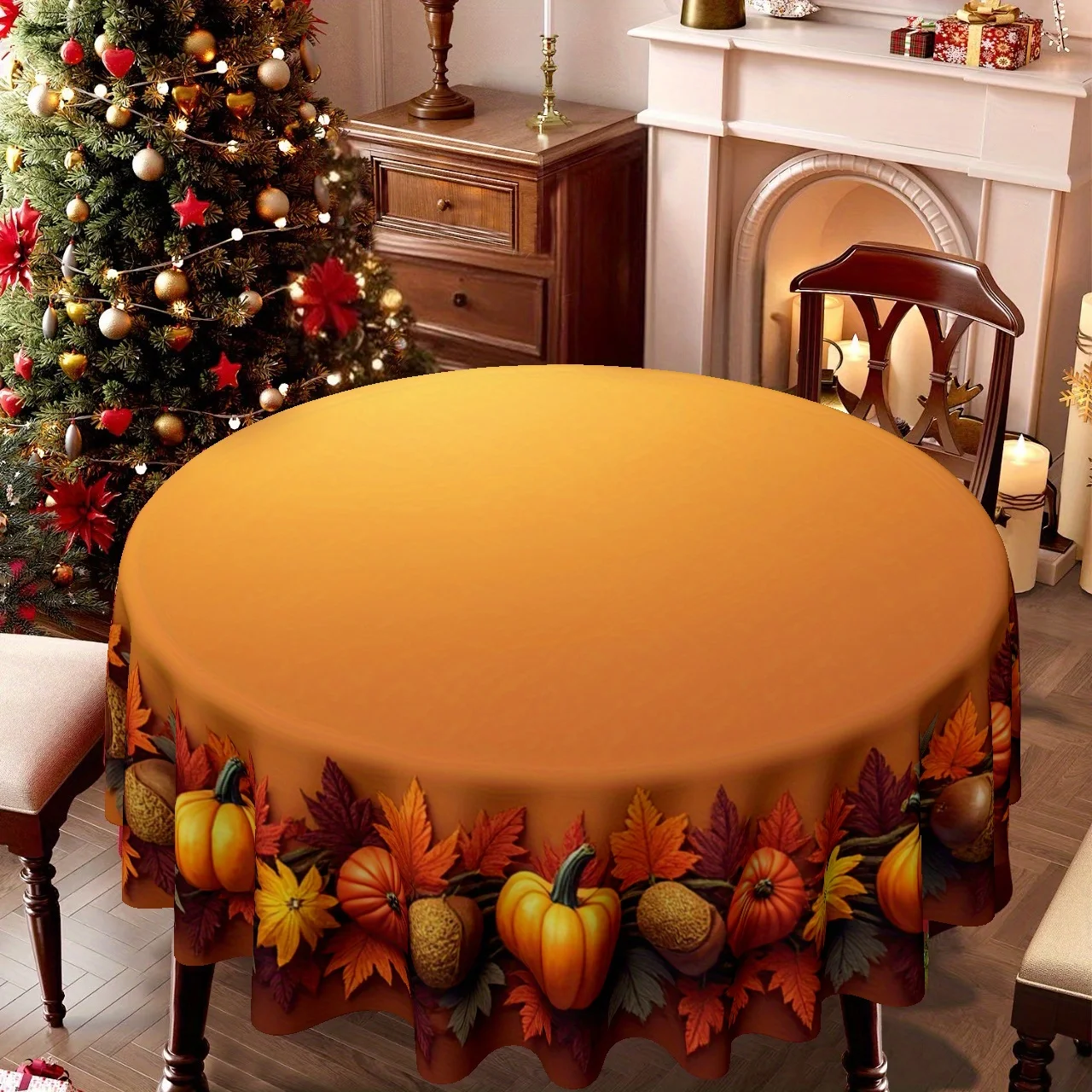 A tablecloth specially designed for Christmas and Thanksgiving, featuring a harvest theme.zyc