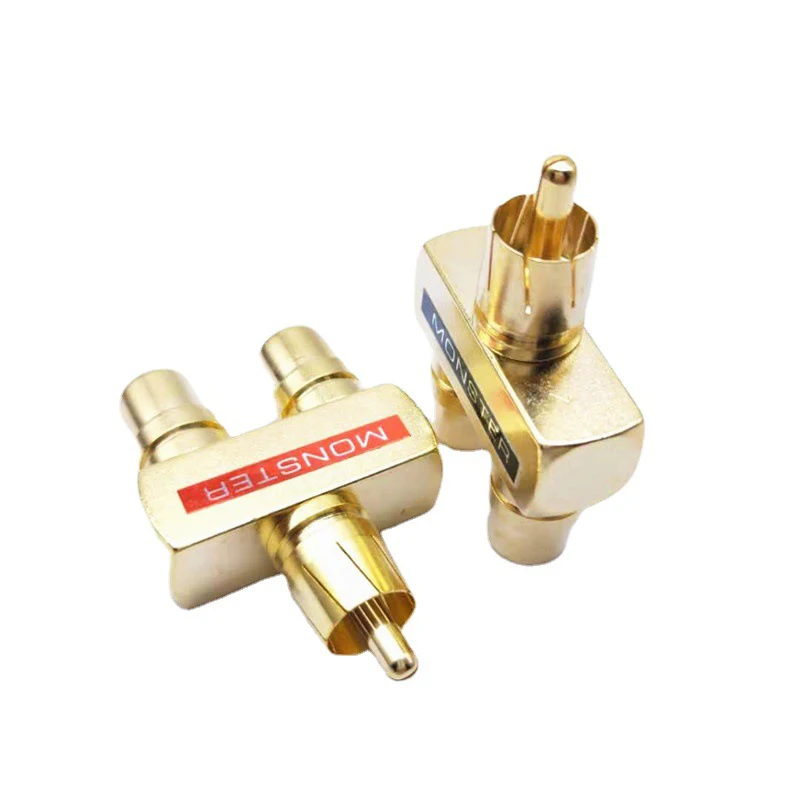 1PC RCAxMale Plug To 2xRCA Female Sockets Connectors Excellent Audio Terminals