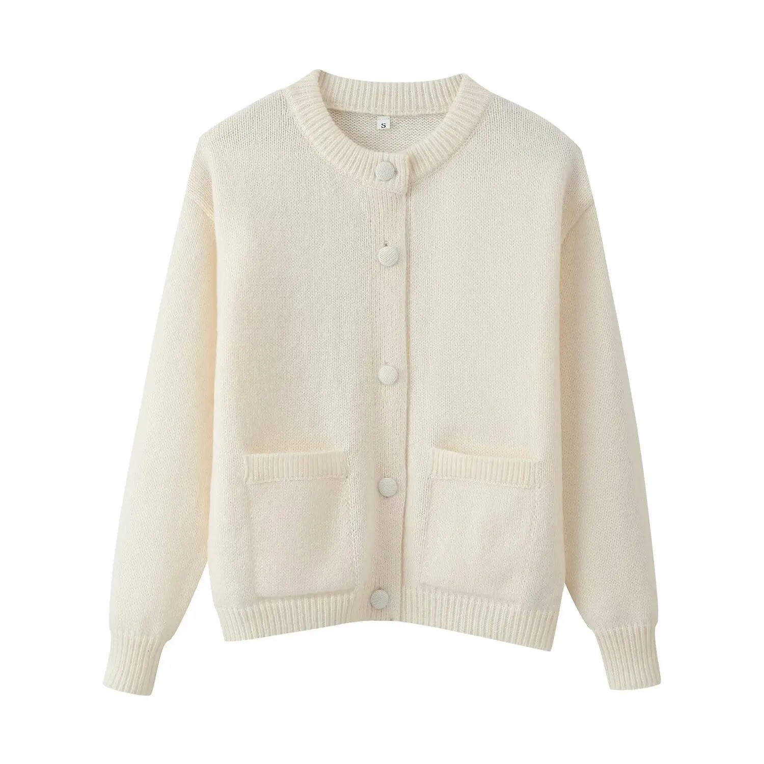 

2025 Tri-Colour Crew Neck Long-Sleeved Button-Front Cardigan Elegant, Fashionable, New Style, Comfortable Office Wear, Casual, V