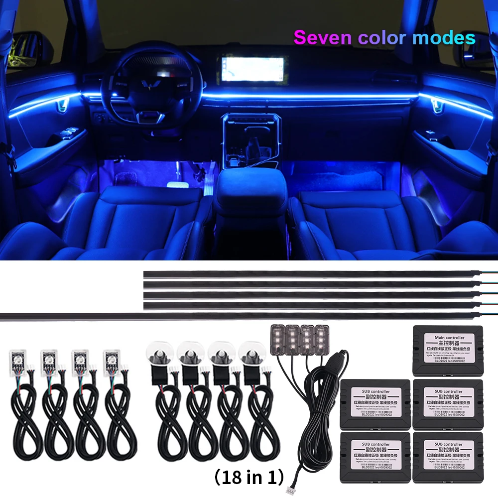 

For bmw F10 Golf tesla3y Audi Toyota Universal LED Ambient Light Car Interior Decoration RGB Neon Strip Atmosphere Lighting 12V