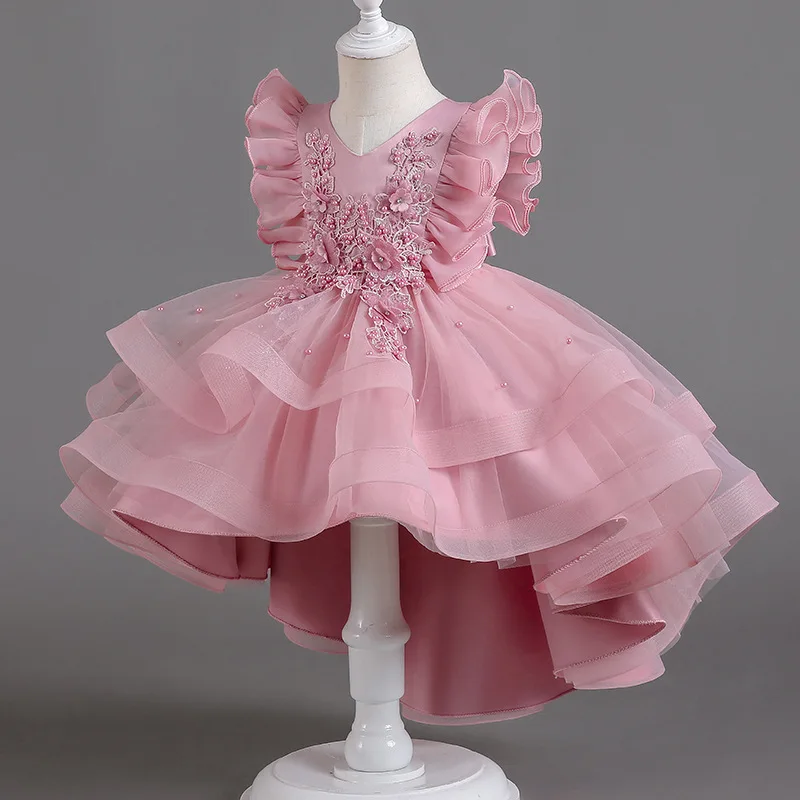 

Hot Selling Children's Princess Dress Elegant High-end Wedding Fluffy Flower Girl Performance Ball Gown Frocks Vestidos De Festa