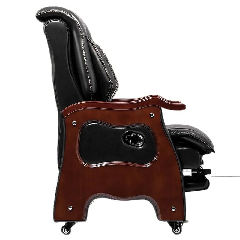 

Solid wood reclining massage chair office computer chair leather study swivel chair