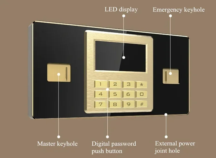 New Large Digital Deposit Cash Money Cash Jewelry Security  Password Fingerprint Lock Safe Deposit Box