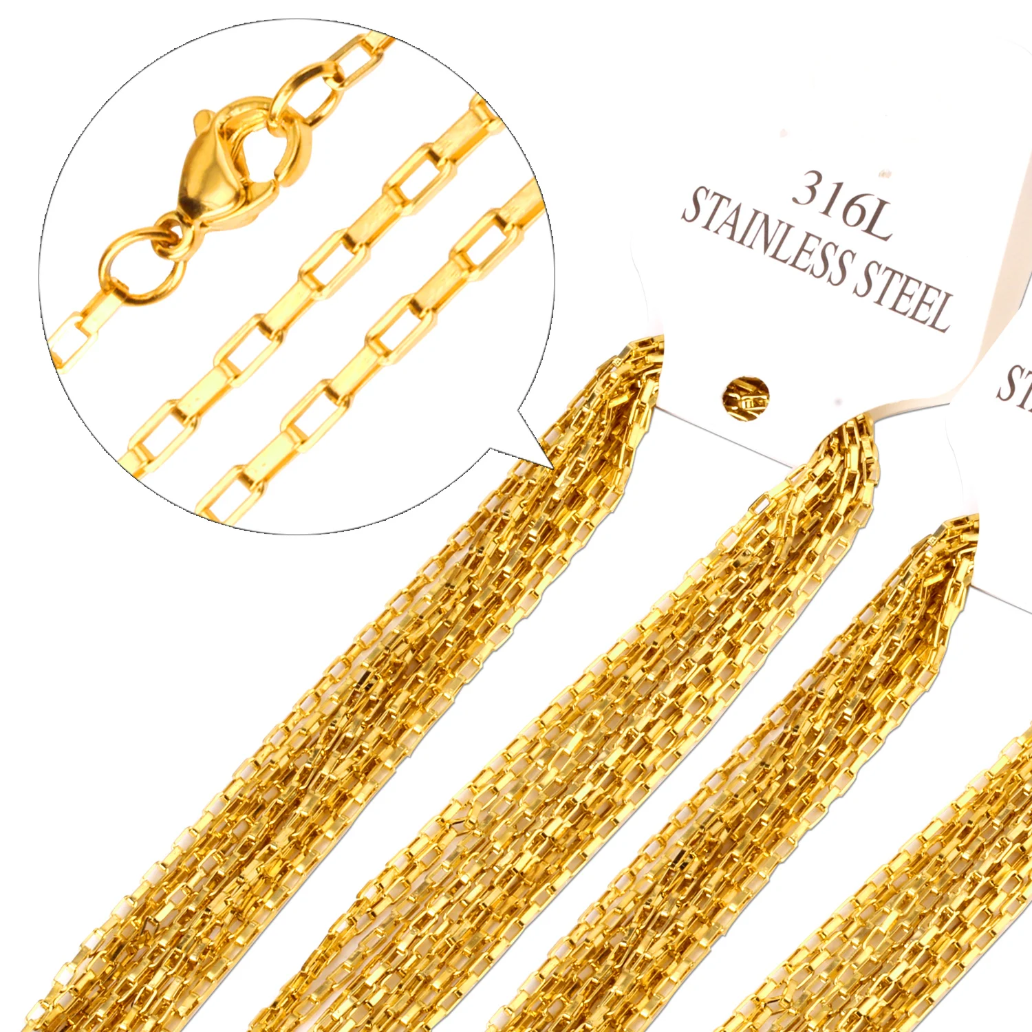 LUXUKISSKIDS Long Box Chains Stainless Steel 316L 10pcs/lot 2mm DIY Wholesale Industry Oblong Welding Checkered No Fade Jewelry