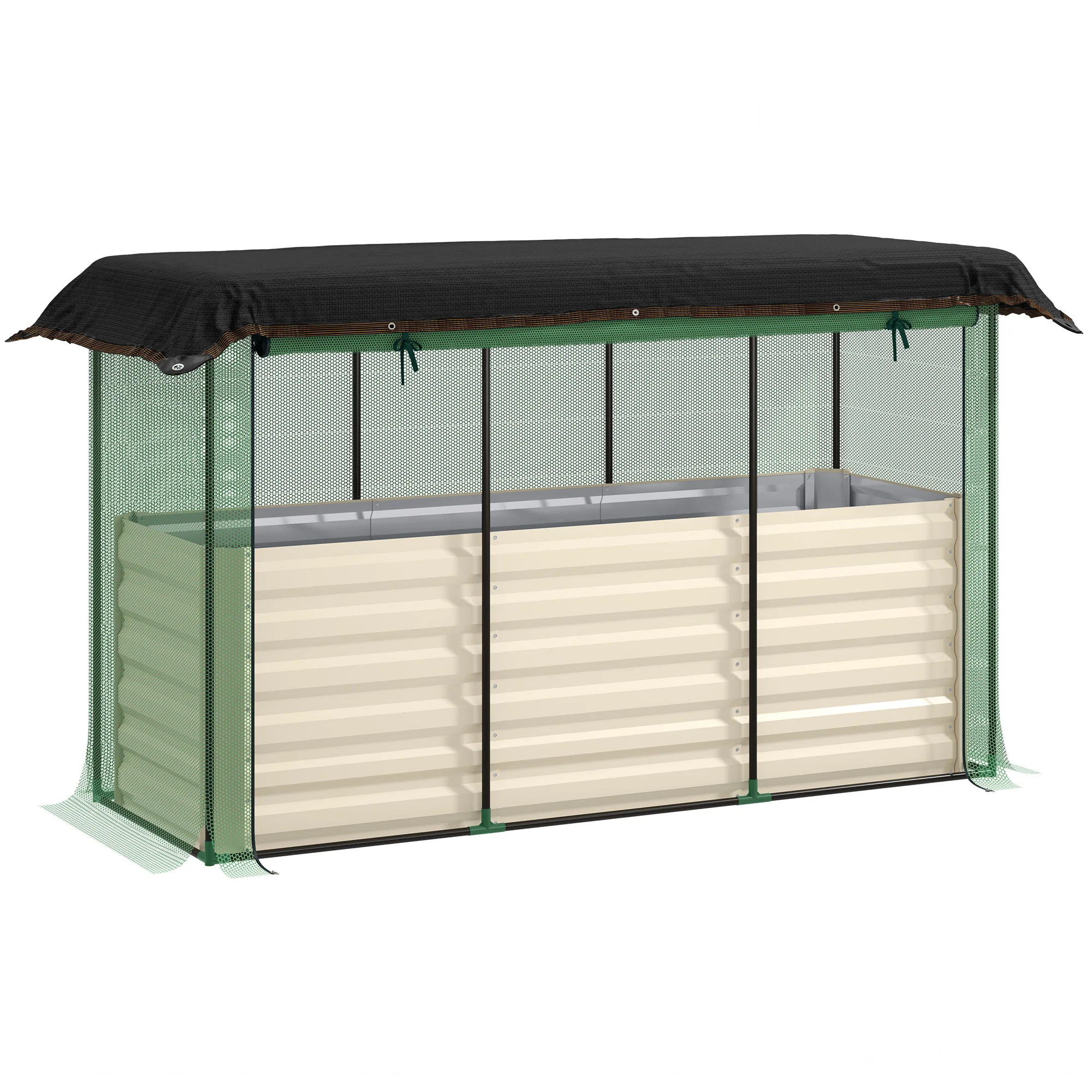 Galvanized Raised Garden Bed with Crop Cage & Shade Cloth, Beige