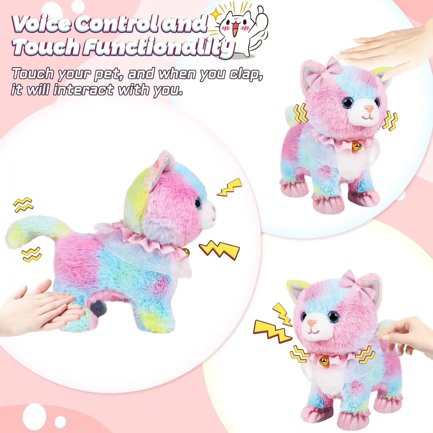 Simulation Touch Voice Controlled Remote Walking Cat Plush Smart Robot Electric Pet Animal Kitten Doll Girl Toys For Children