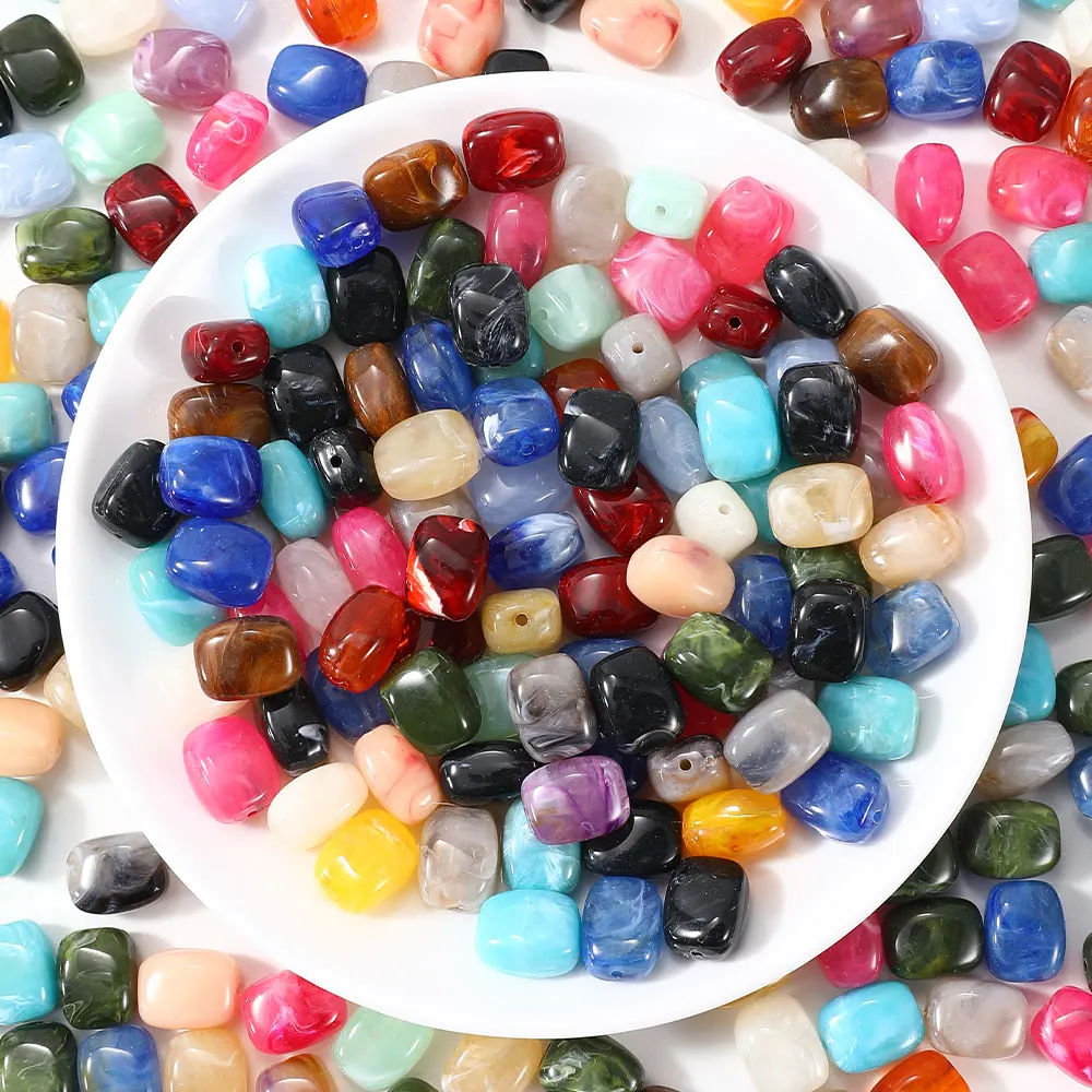 30 Stück 13x10mm bunte Acrylperlen mit Farbverlauf, gemischte glatte marmorierte lose Abstandsperlen für DIY-Armbänder, Halsketten und Schmuckzubehör – Detail 7