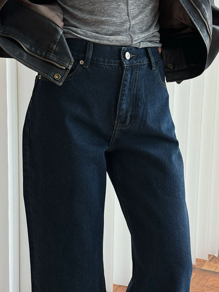 [EAM] High Waist Blue Denim Casual Long Vintage Wide Leg Jeans New Women Trousers Fashion Tide Spring Autumn 2024 1DH7731