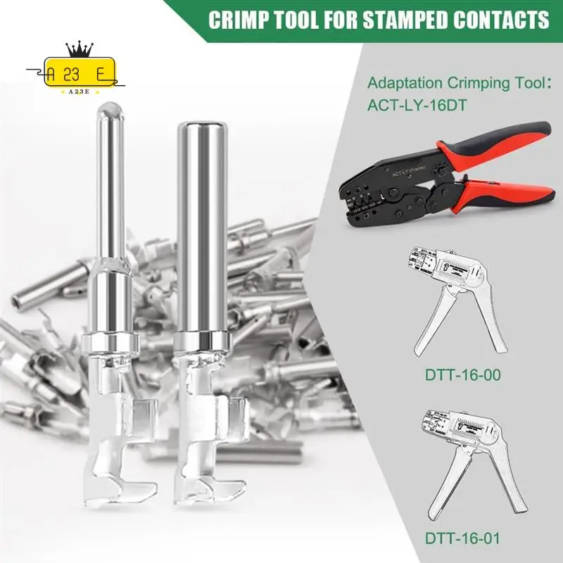 

Комплект разъемов A23E-DT, размер 16, штекерные контакты 1060-16-0122/гнездовые розетки 1062-16-0122, контакт с открытым корпусом
