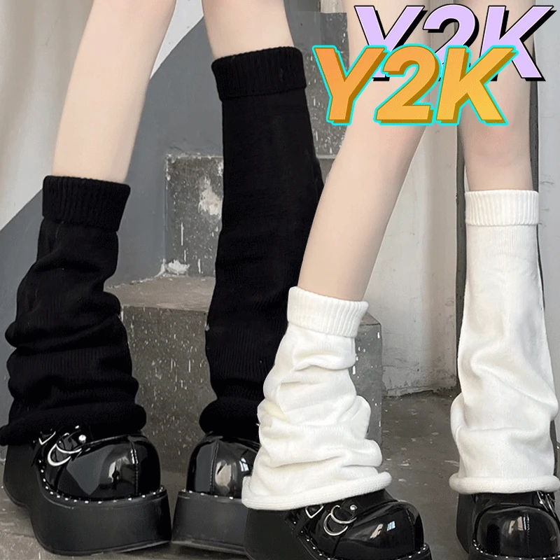 

Trumpet Knitted Longs Socks Women Y2K Black White Leg Warmers Sweet Girls Autumn Winter Harajuku Heap Loose Foot Cover Leggings