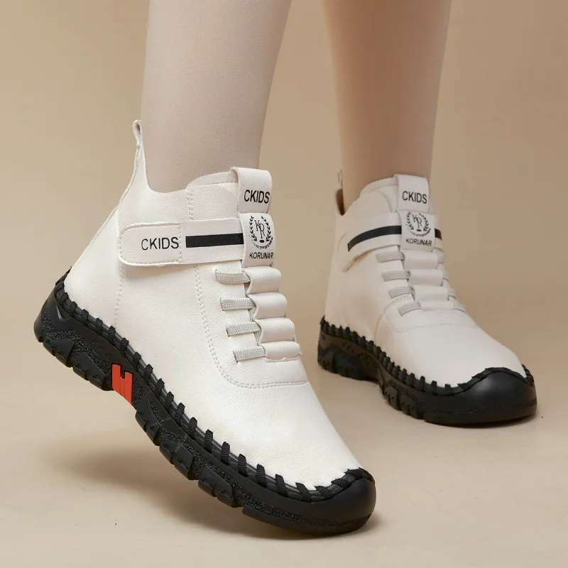 Nowa moda retro wysokie buty damskie plus size bawełniane buty Trend skórzane buty na co dzień