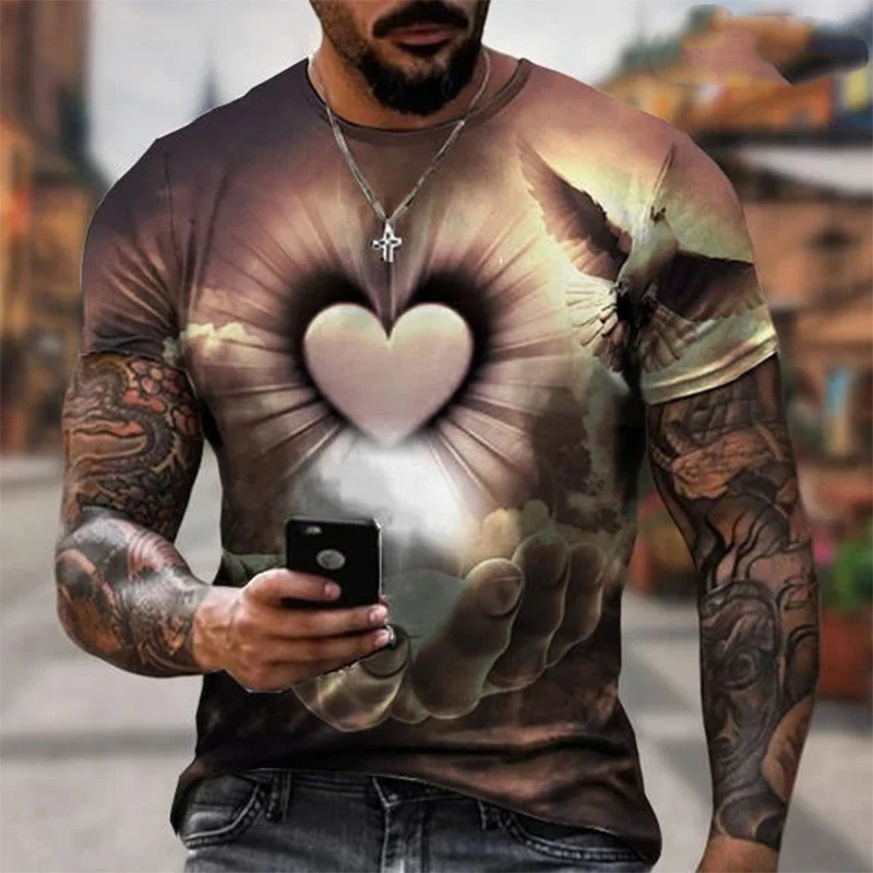 2024 Men\'s Women\'s Summer Short Sleeve Tees New Easter T Shirts The Cross 3D Print Fashion Plus Size Christian Jesus T-shirt Top