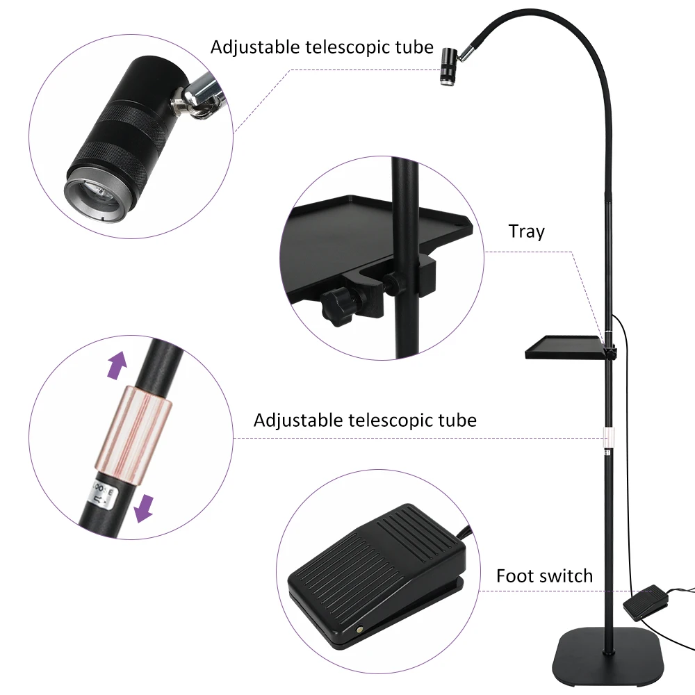 6W UV Lash Light Wimpernlampe für Wimpernverlängerungen Boden UV Gel Nagellicht mit Fußpedalkontrolle UV Nail Cure Wimpernlicht – Detail 5