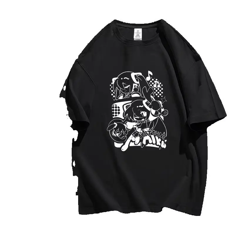 Hatsune Miku Anime Pure Cotton Printed T-Shirt Summer Loose Men's and Women's Pure Cotton Anime Fashion Casual T-Shirt