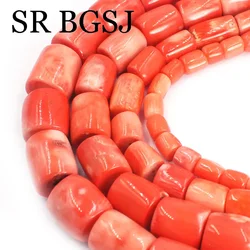 Column Orange Sea Bamboo Coral Beads Exquisite Cylindrical Shape Loose Beads for Making DIY Jewelry Accessories 15