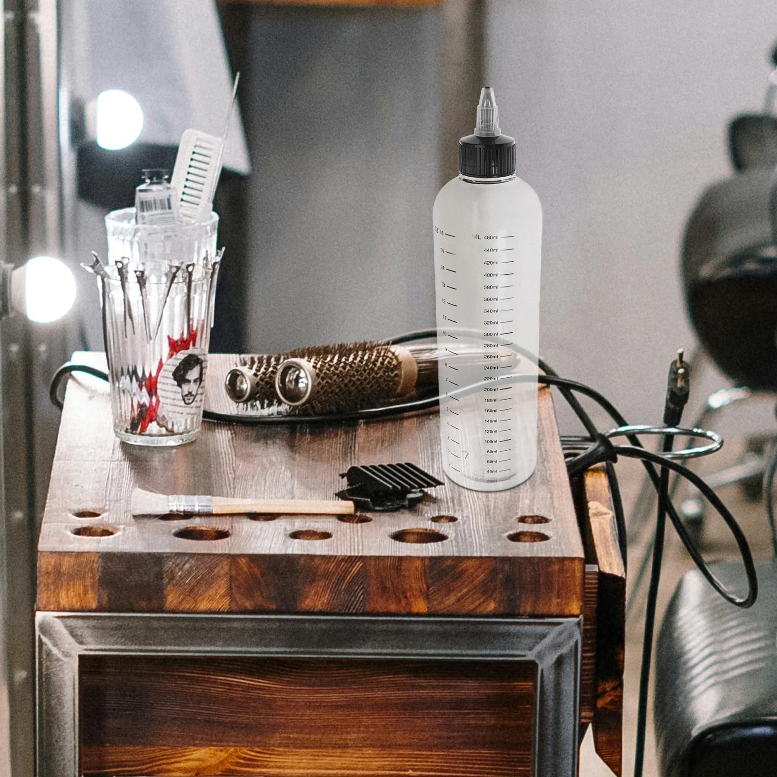 

2pcs Hair Dye Applicator Bottle Transparent Squeeze Bottles With Graduated Scale Reusable For Mixing Shampoo