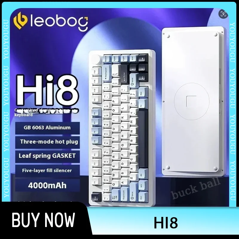 leobot bluetooth wireless hi8 teclado mecanico liga de aluminio modo personalizado hot swap junta gamer novo 01