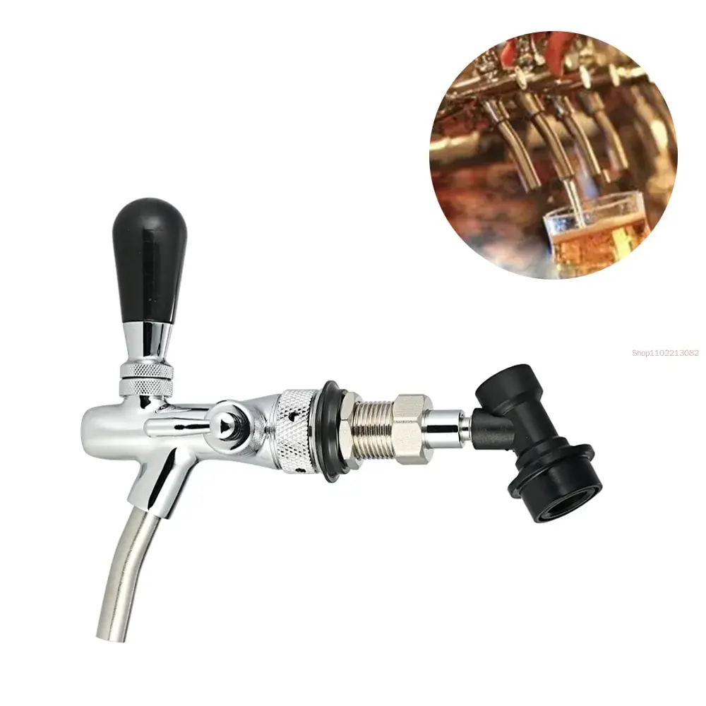 G5/8 Shank Beer Tap Adjustable Flows Chrome Draft   Long Stem Home Brew  Keg  with Ball Lock Disconnect boba straw