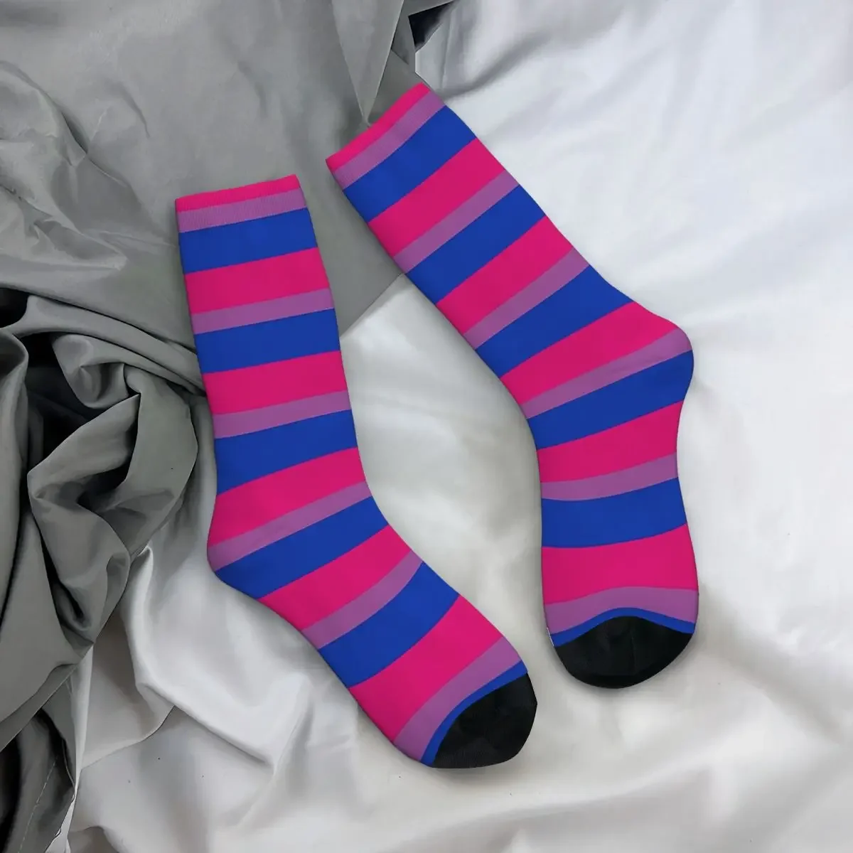 Bisexual Flag Socks Harajuku Super Soft Stockings All Season Long Socks Accessories for Man's Woman's Christmas Gifts