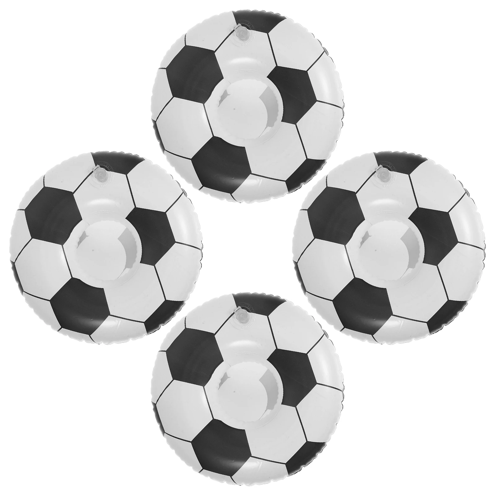 

4Pcs Inflatable Floating Drink Holder Black White Football Cup PVC Pool Beach Party Accessories Summer Sports Theme