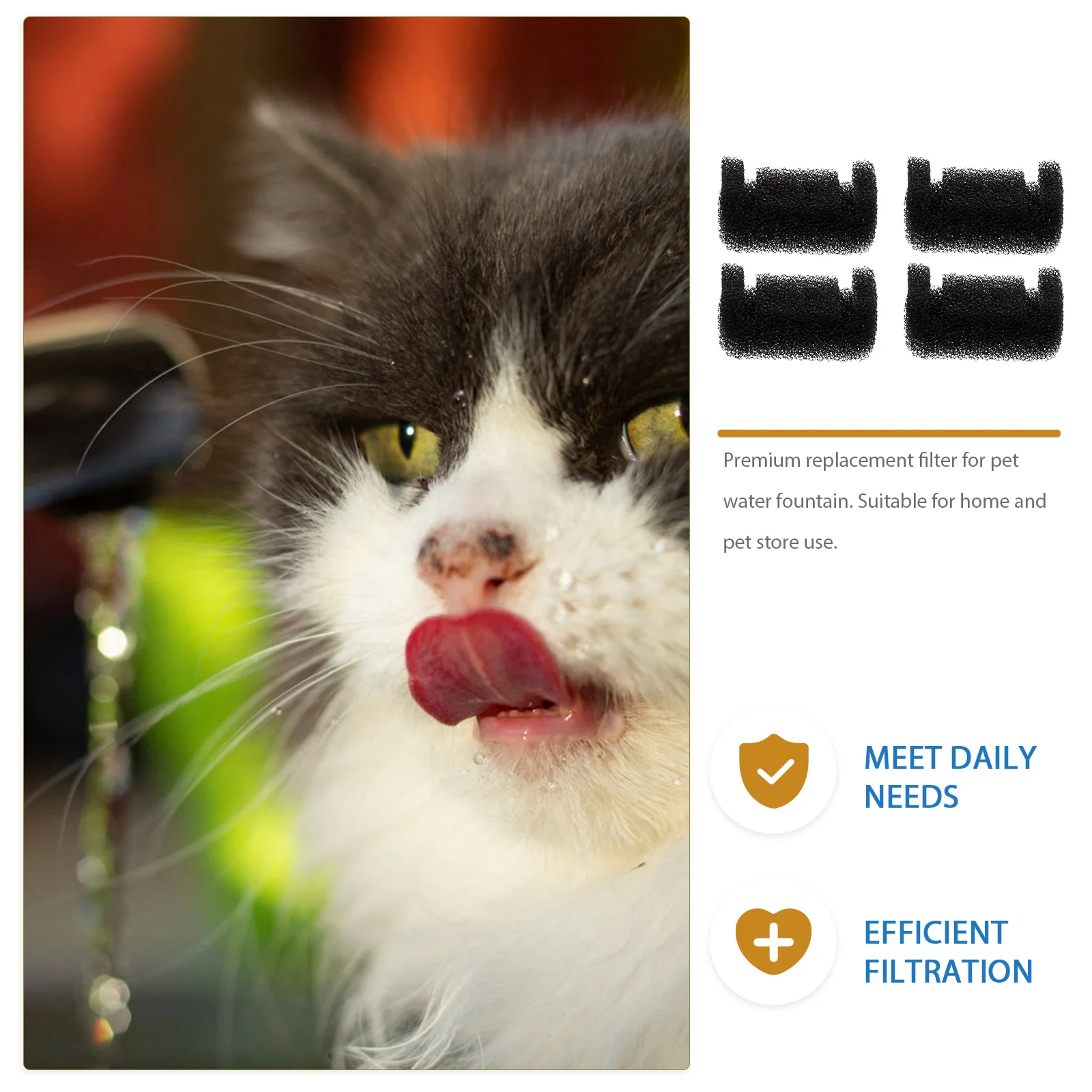 

4Pcs U-Shaped Filter Net Pet Water Feeder Filter Keeps Water Fresh and Healthy for Pets Pet Supply Drinking Fountain Accessory